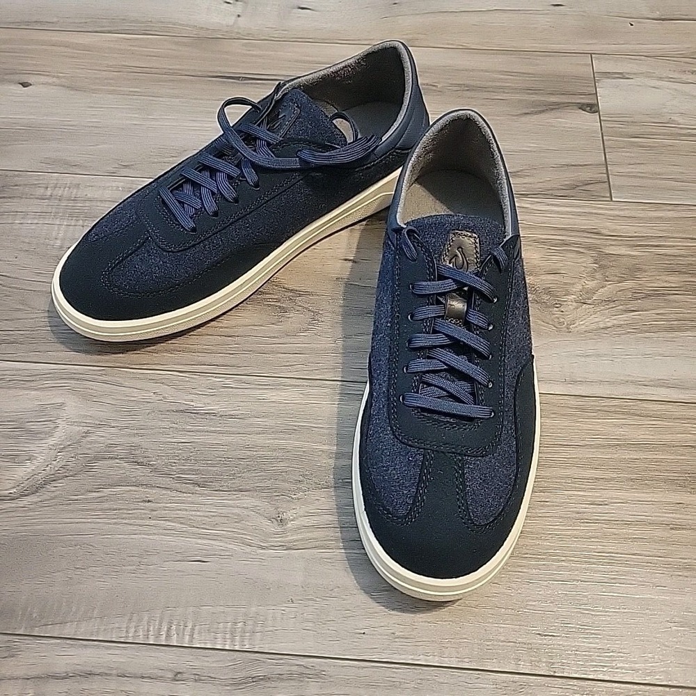OluKai Puliki Vintage Indigo Suede Textile Lace Up Casual Sneakers Men 8.5 NEW